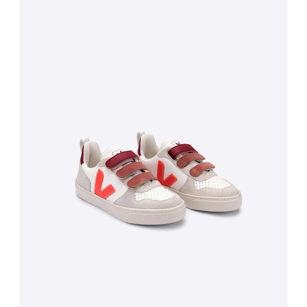 White/Orange Kids' Veja V-12 BONTON Shoes | AU 754DFM